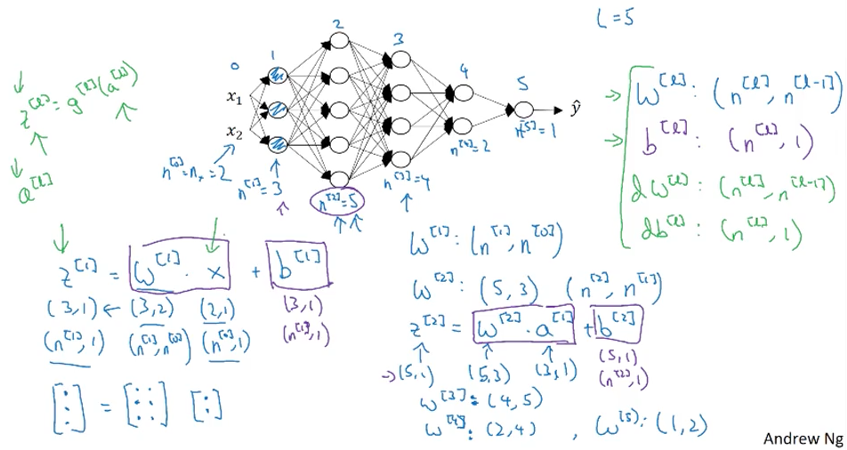 Parameters w and b